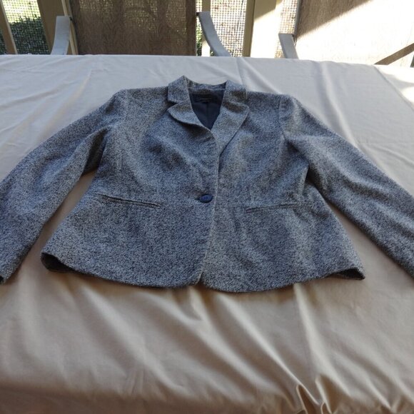 Ann Taylor size 8 short Grey Tweed Blazer, Rayon, Wool, split lapel collar, VGC - Picture 4 of 15